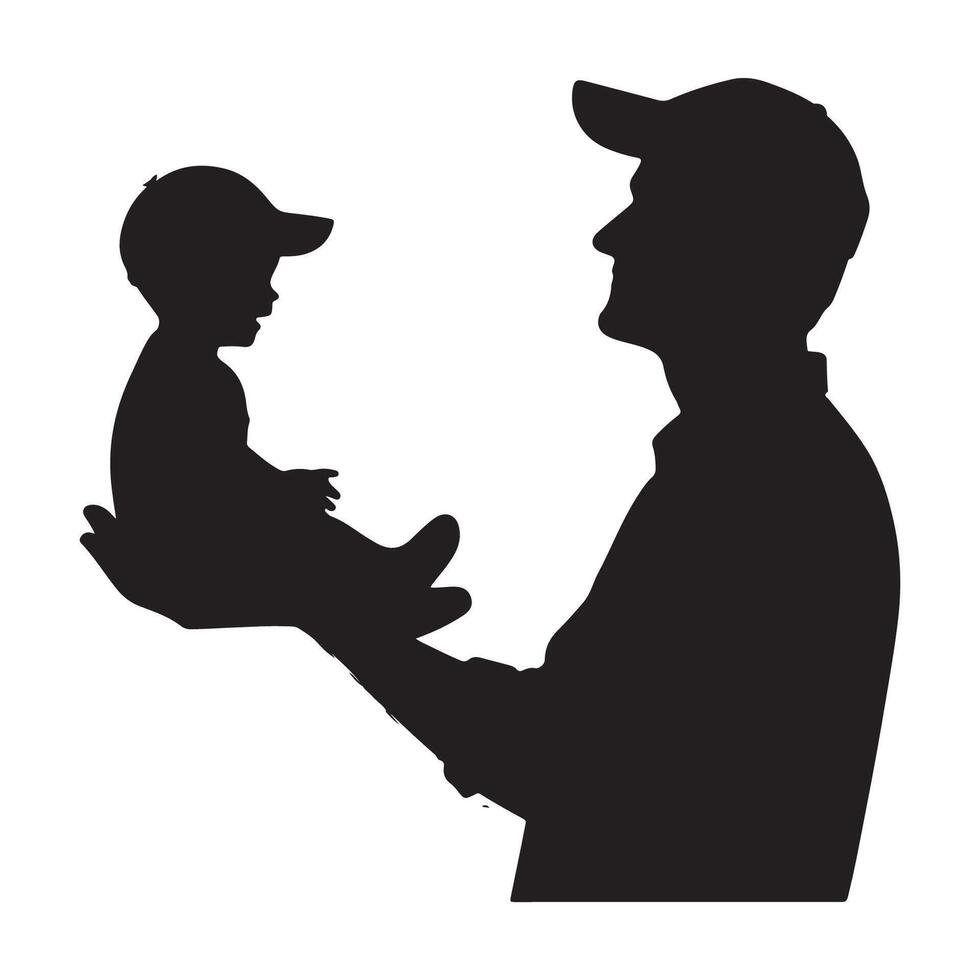 Silhouette representation of father and son for Fathers Day vector