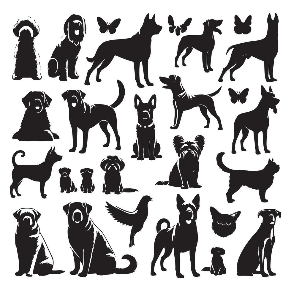 Dogs in silhouette form vector