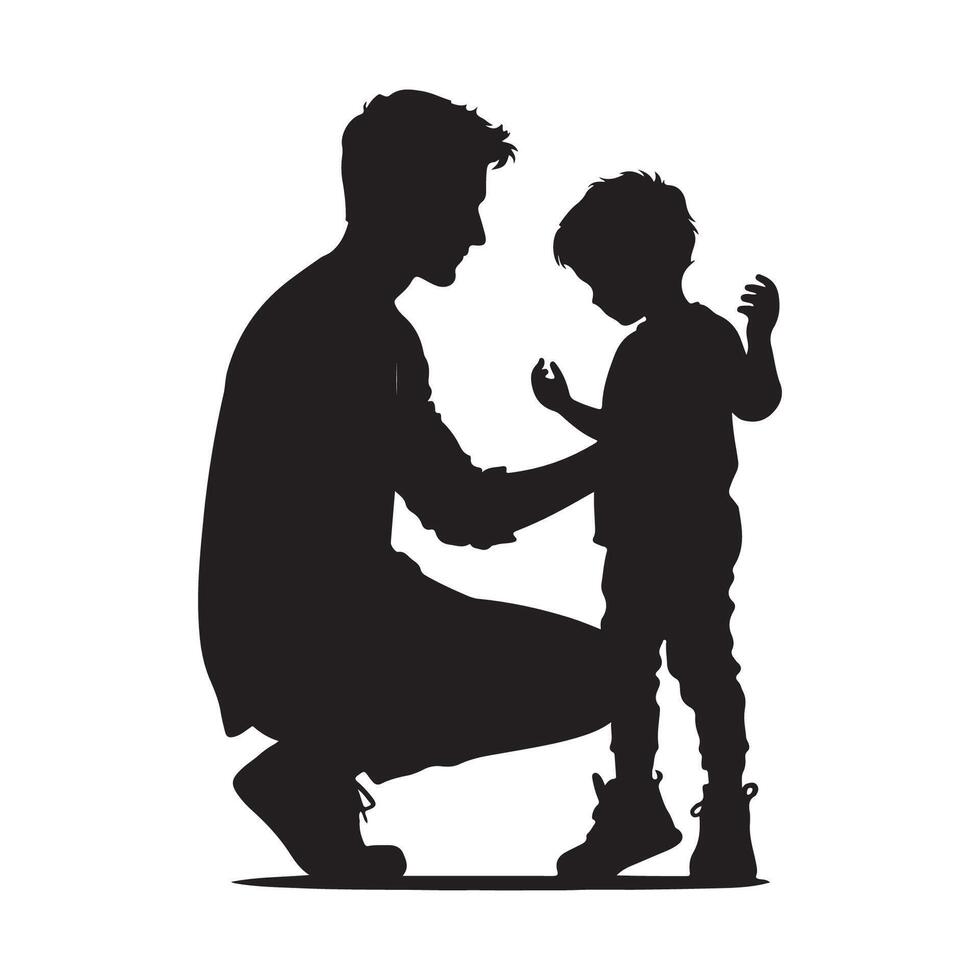 Illustration capturing the silhouette of a father and child vector