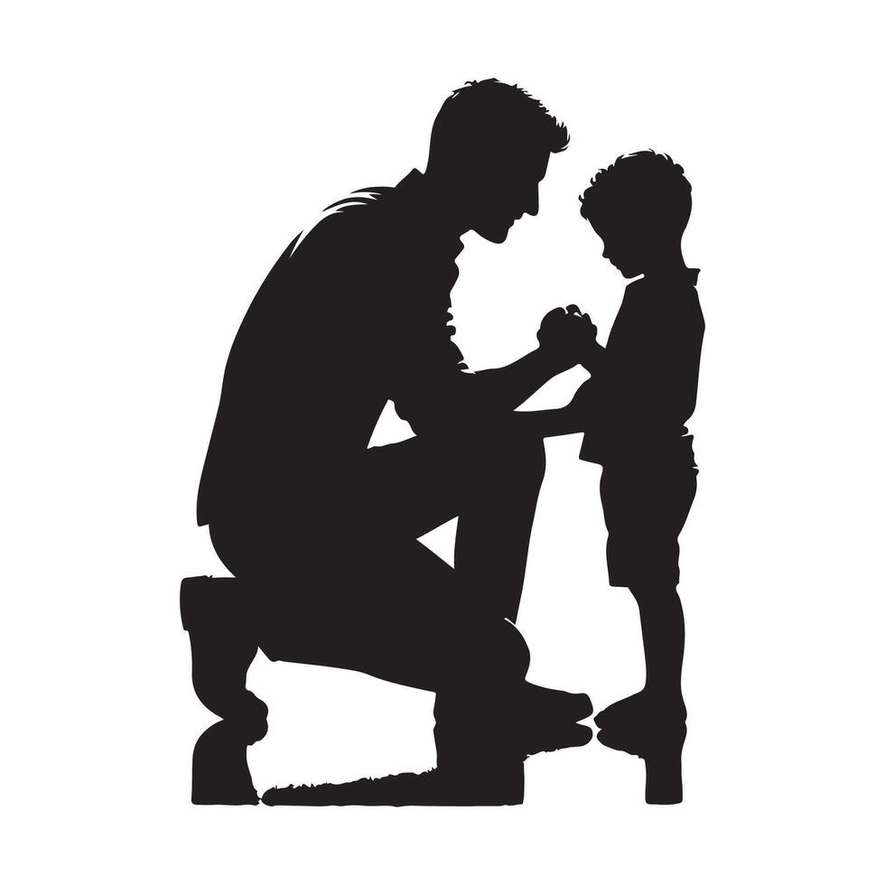Illustration of a silhouette depicting a father and son vector