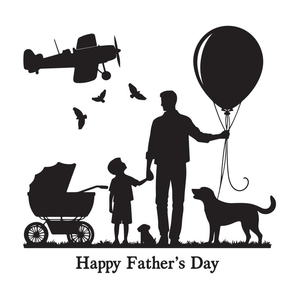 Father and son silhouette design for Fathers Day vector