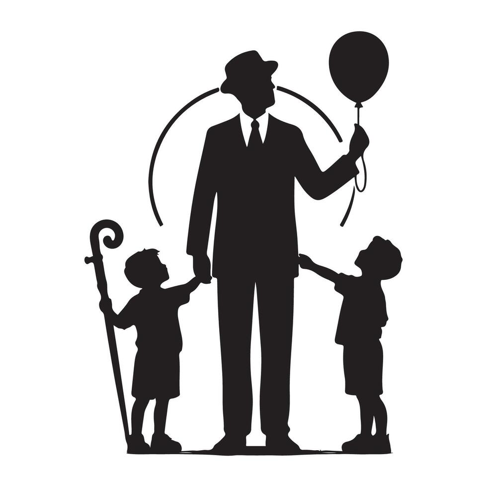 Father and son silhouette motif for Fathers Day vector