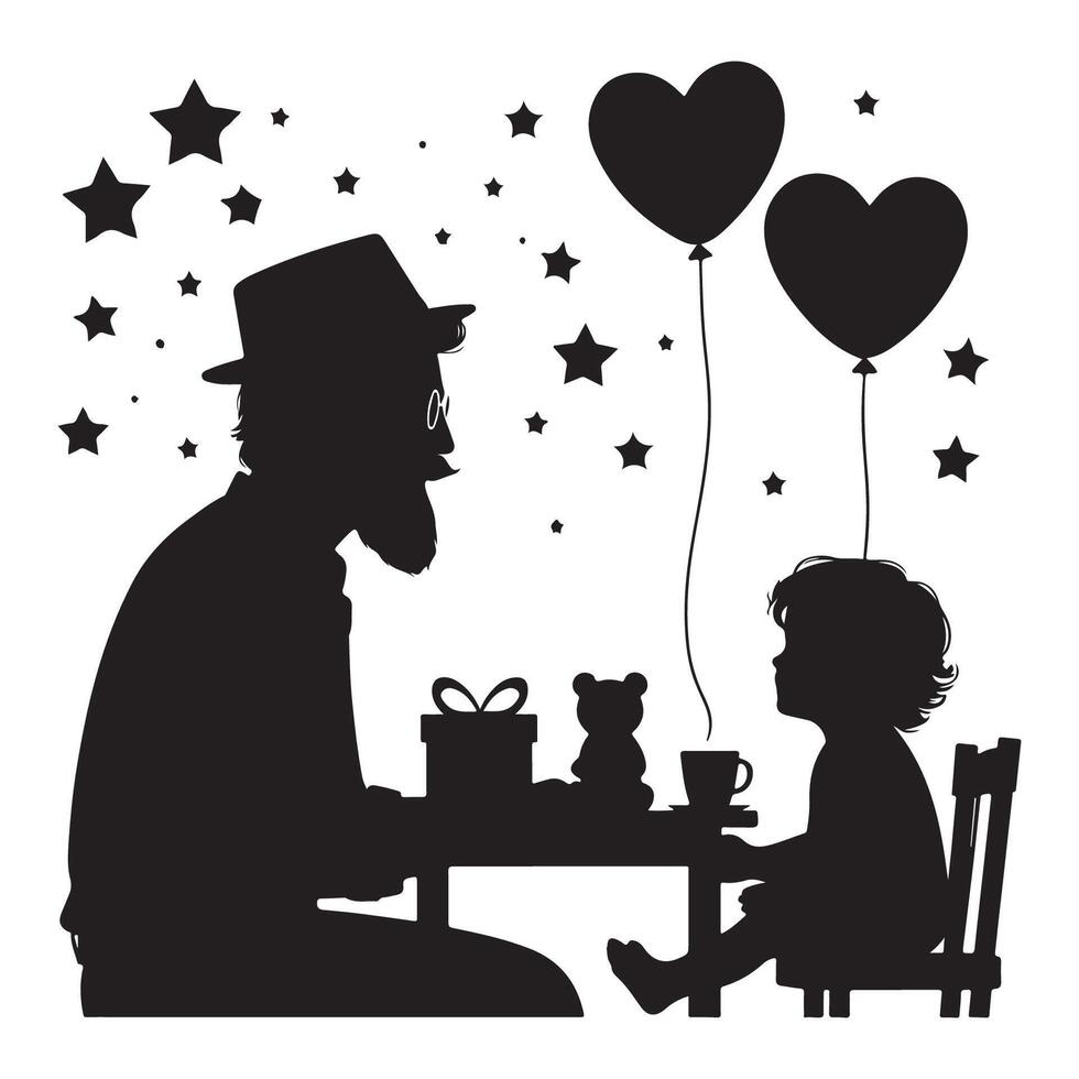 Father and son silhouette theme for Fathers Day vector