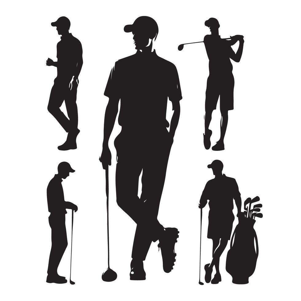 Silhouetted group of golfers vector
