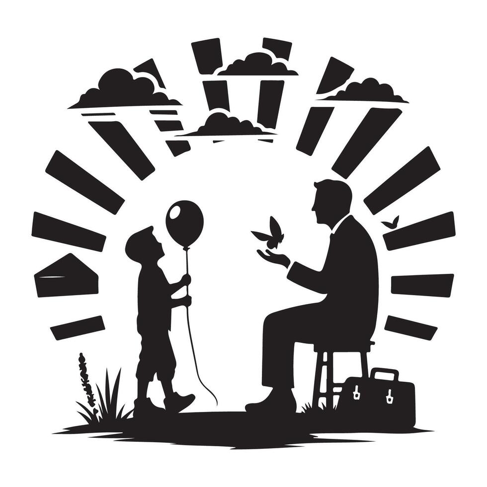 Father-son outline silhouette for Fathers Day vector