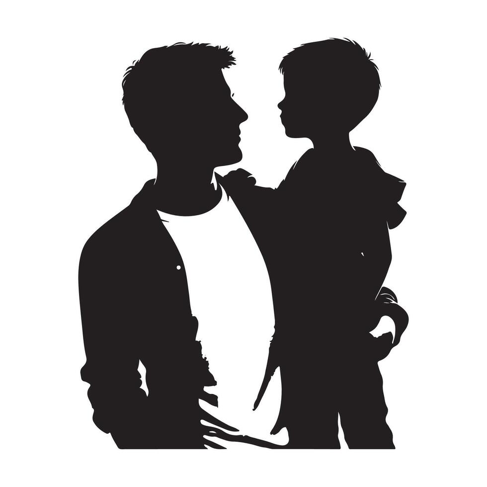Depiction of a father-son silhouette in illustration vector