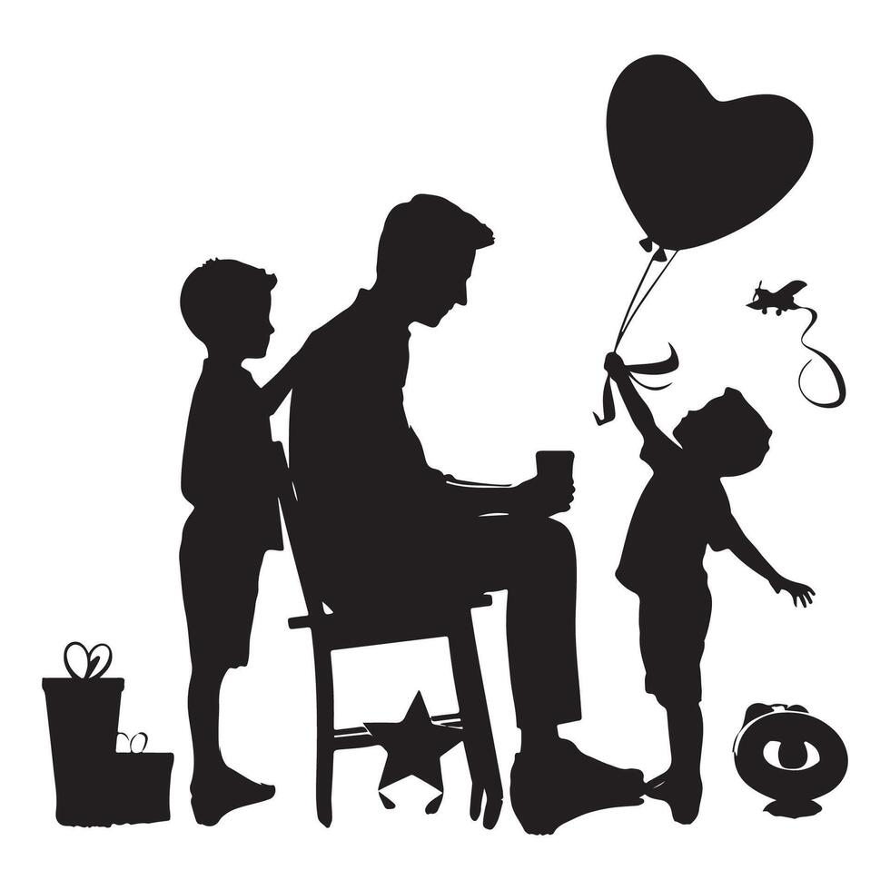 Father-son silhouette creation for Fathers Day vector