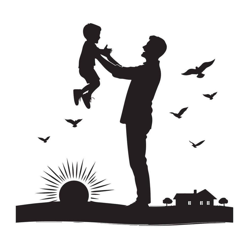 Father and son shadow scene for Fathers Day vector
