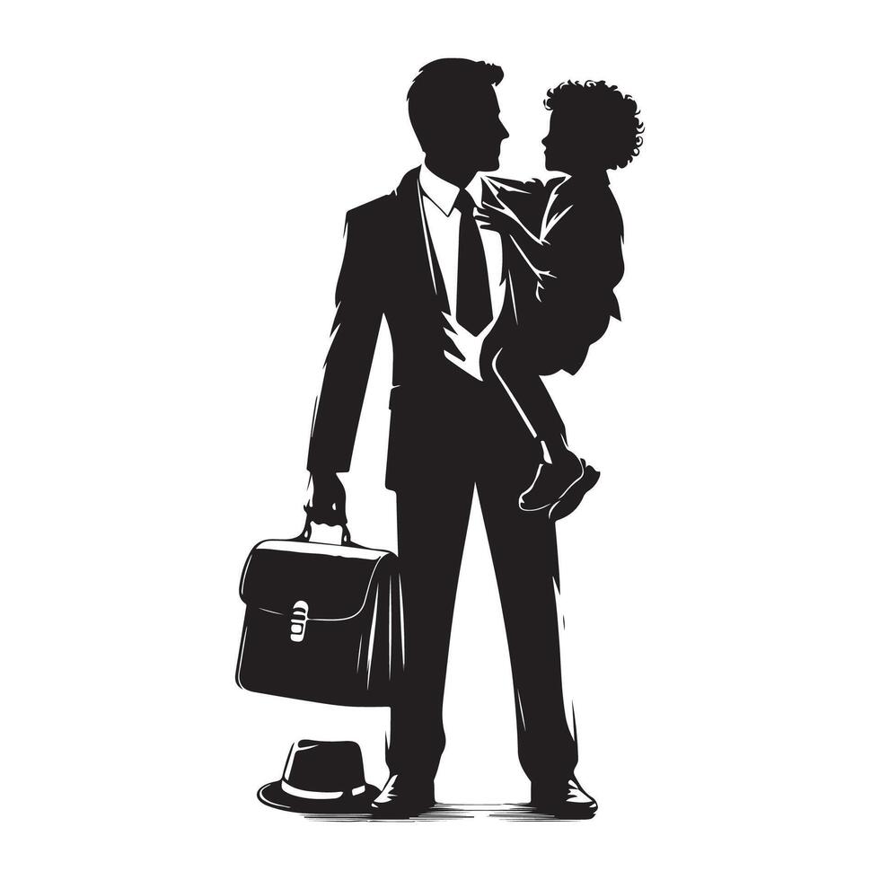 Father and son silhouette tribute for Fathers Day vector