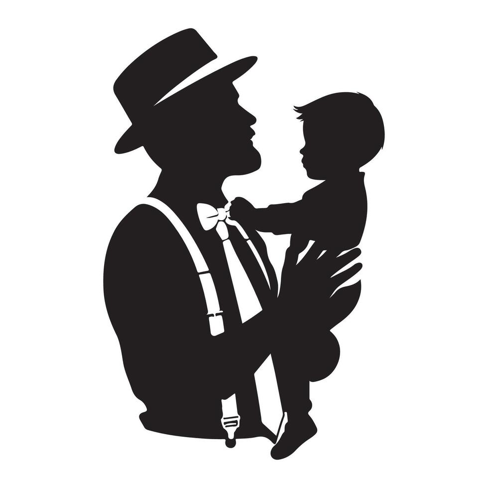 Father-son silhouette illustration for Fathers Day vector
