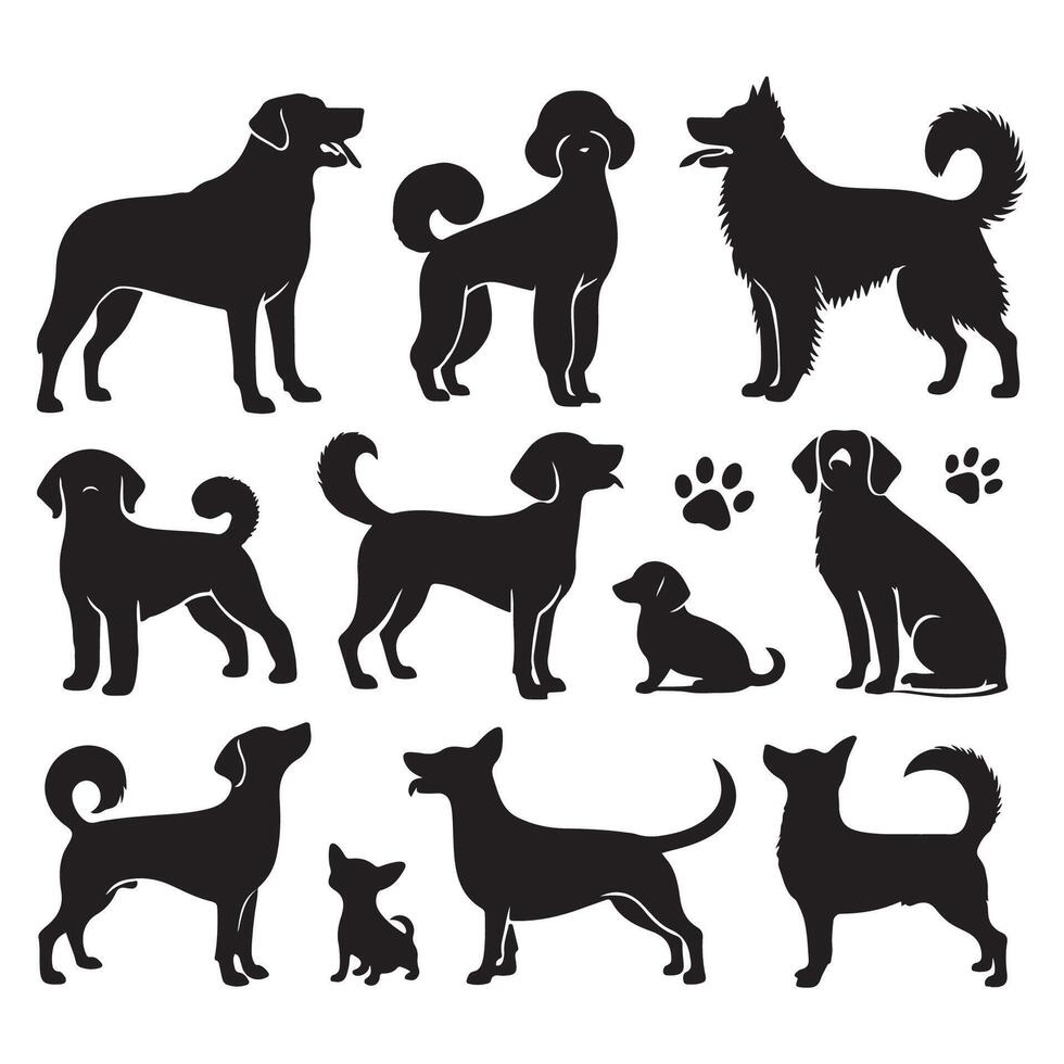 Silhouette display featuring dogs vector