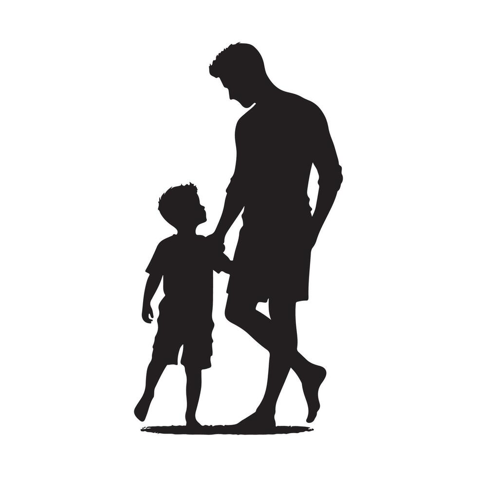 Representation of the silhouette of a father and his son vector
