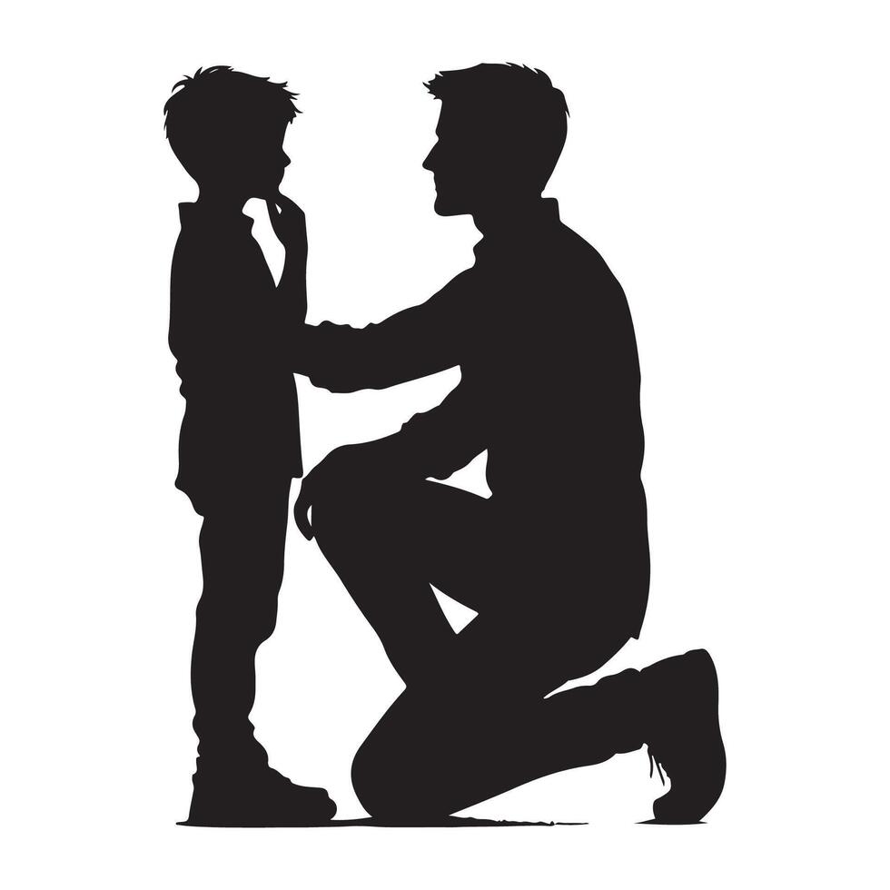 Silhouette of father and son illustration vector