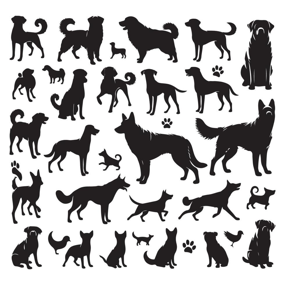 Dogs depicted in silhouette vector