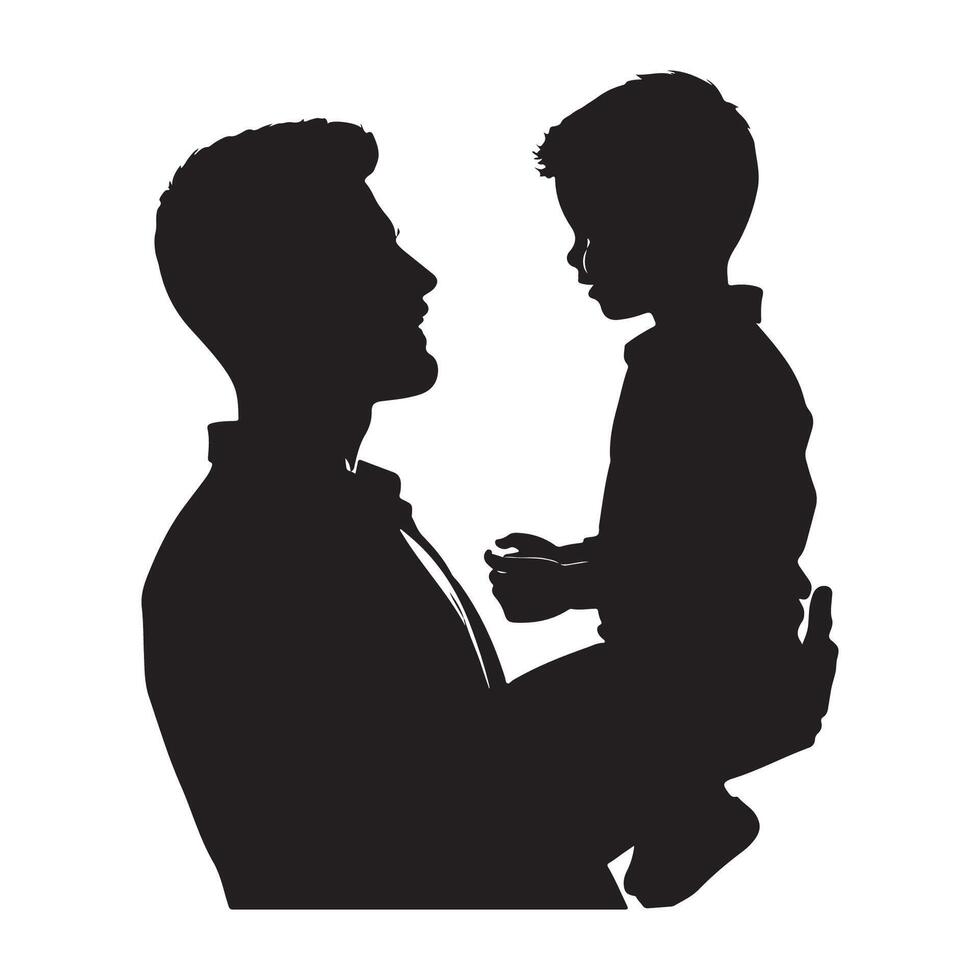 Illustration depicting the silhouette of a father and son vector