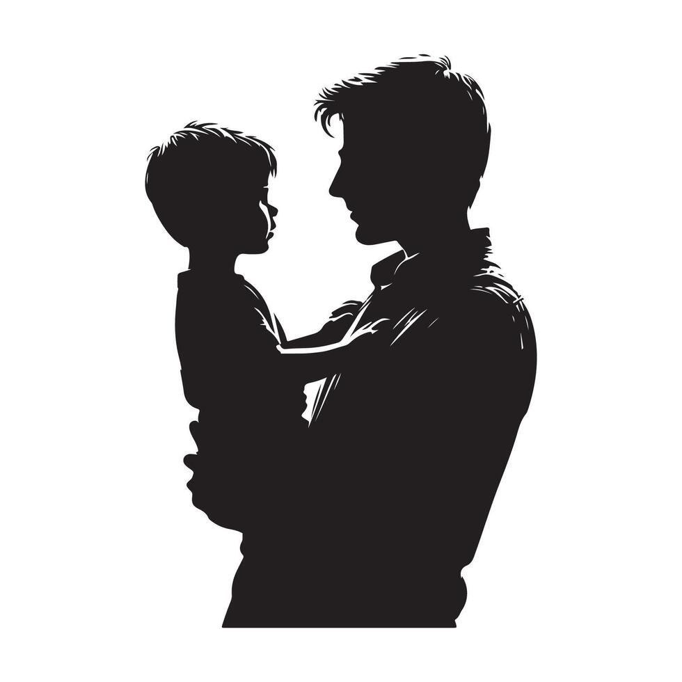 Silhouette of a dad and his son in an illustration vector