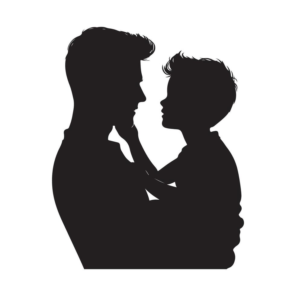Father and son silhouette illustration vector