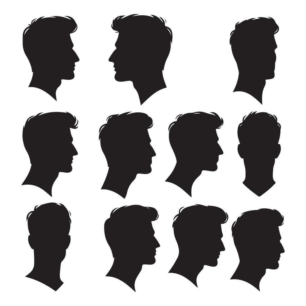 Silhouetted profile collection of men vector