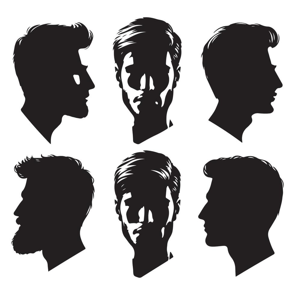 Series of mens profiles in outline form vector