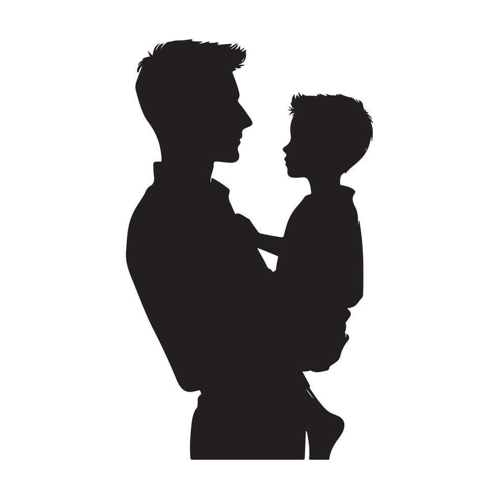 Silhouette illustration of a father with his son vector