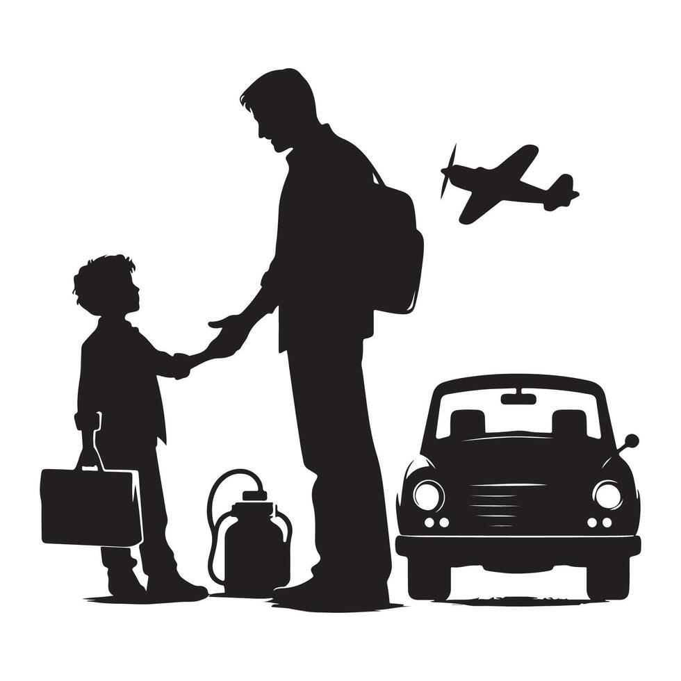 Father-son silhouette representation for Fathers Day vector