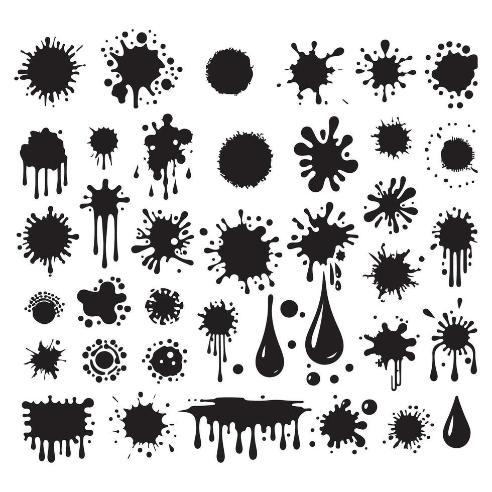 Silhouette variations of ink blots and drips vector