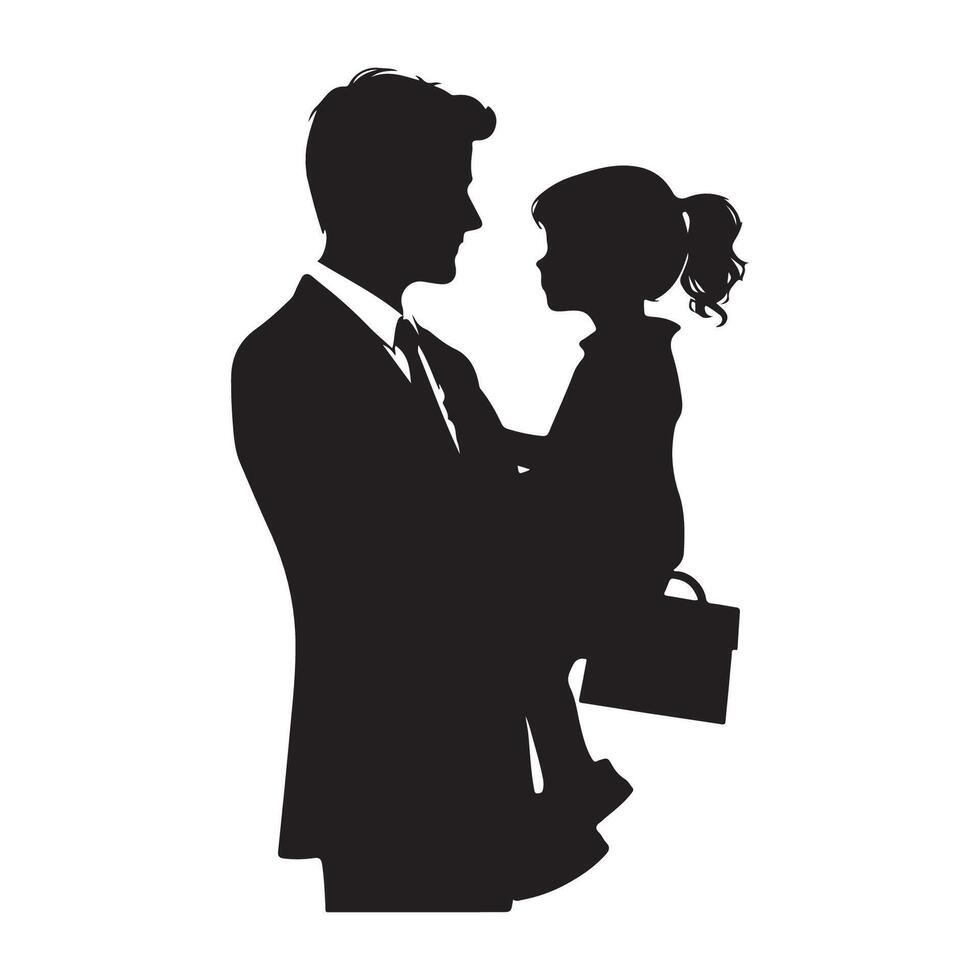 Silhouette of a dad and son for Fathers Day vector