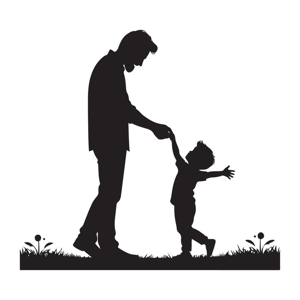 Father and son silhouette graphic for Fathers Day vector