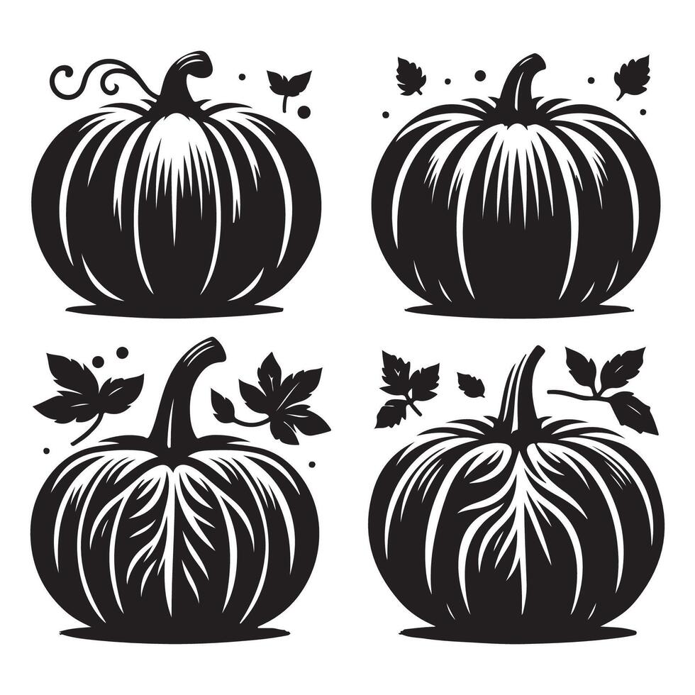 Pumpkin silhouette grouping isolated on a white background vector