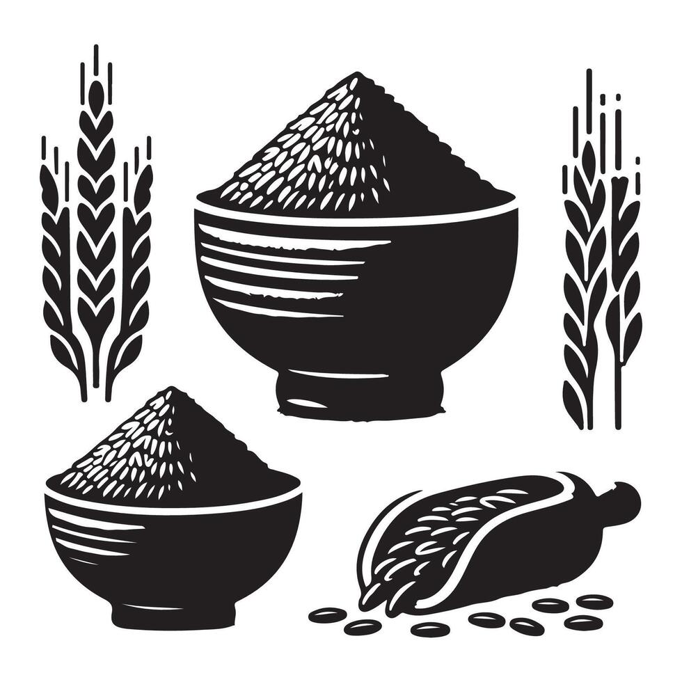 Silhouette collection of illustrated clay rice vector