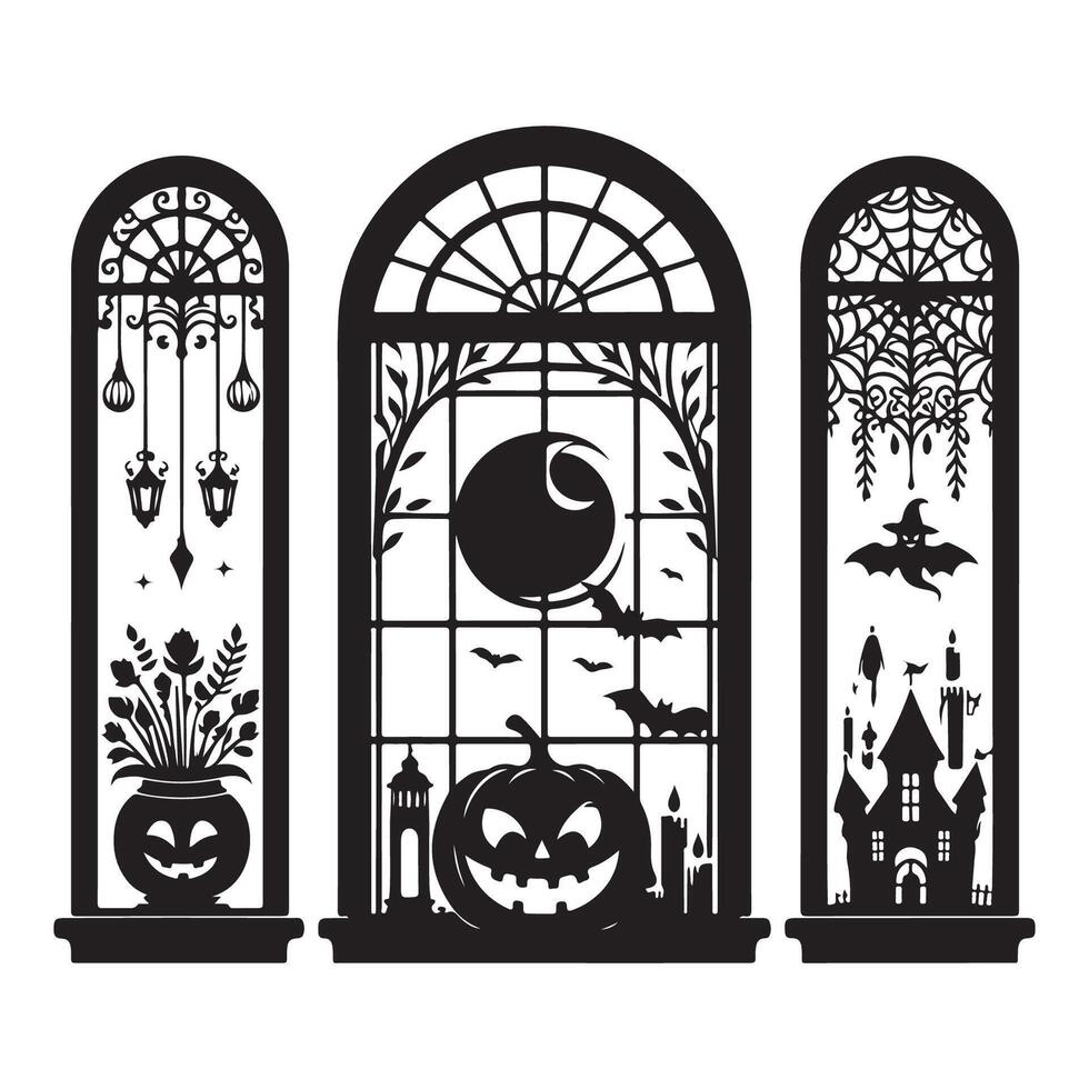 Halloween silhouette assortment on a plain white background vector