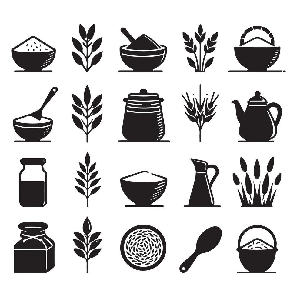 Clay rice silhouette set in an illustration vector