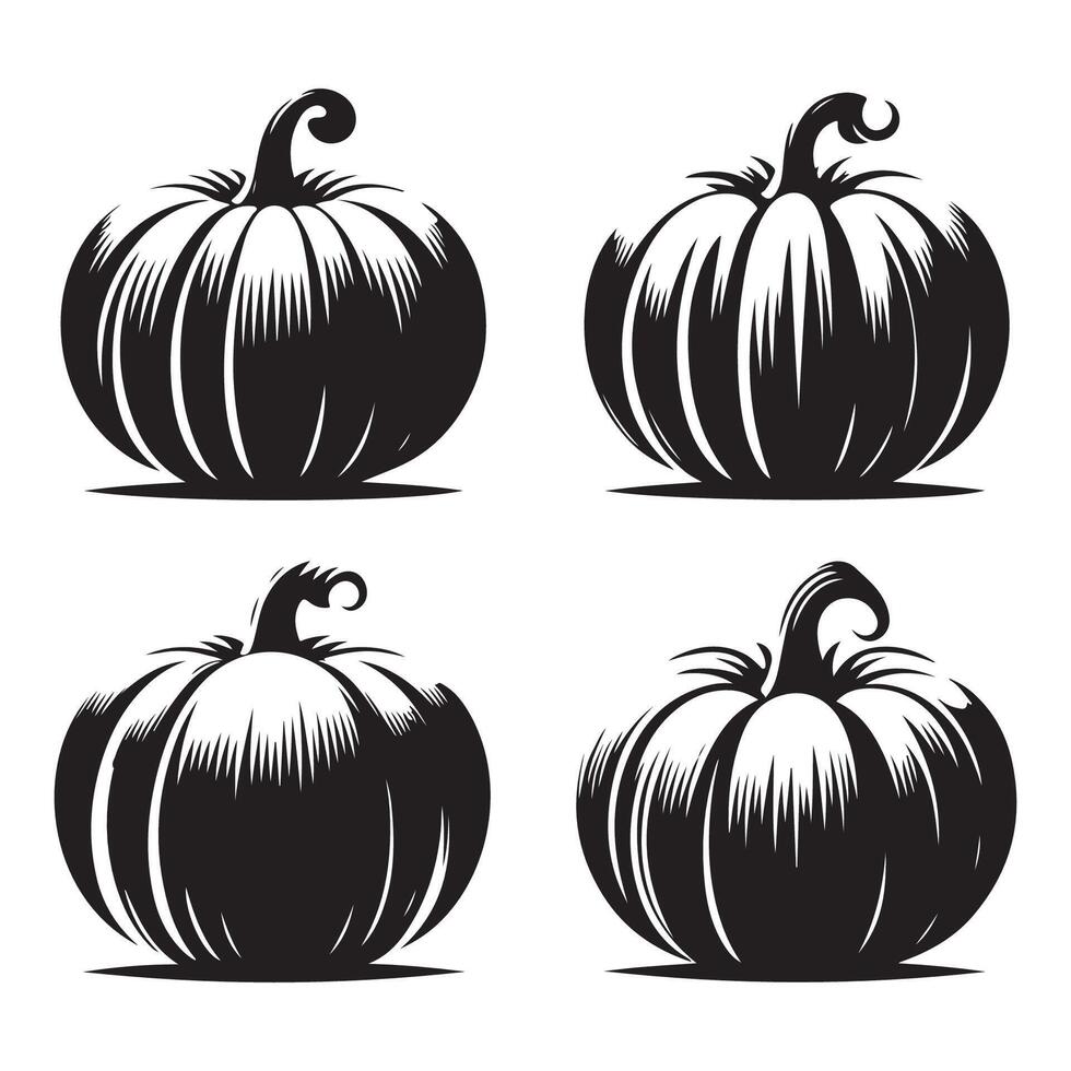 Display of various pumpkin silhouettes on a white background vector