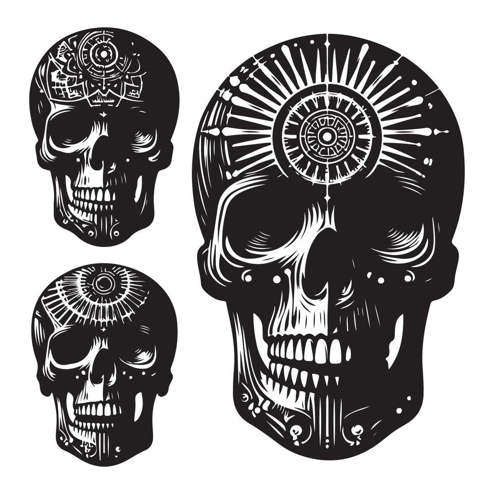 Skull head silhouette bundle vector