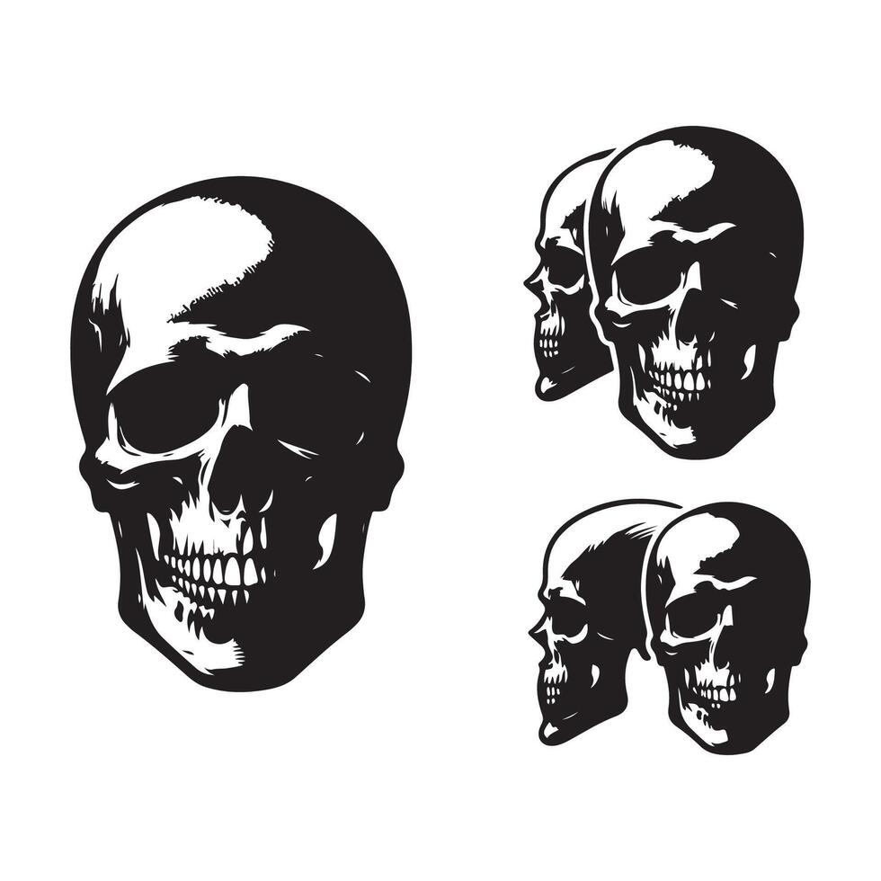 Different skull head silhouettes collection vector