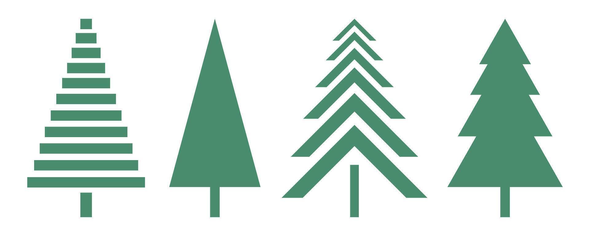 Set christmas tree on a white background. for illustration, icons, gift, paper, greeting cards. vector