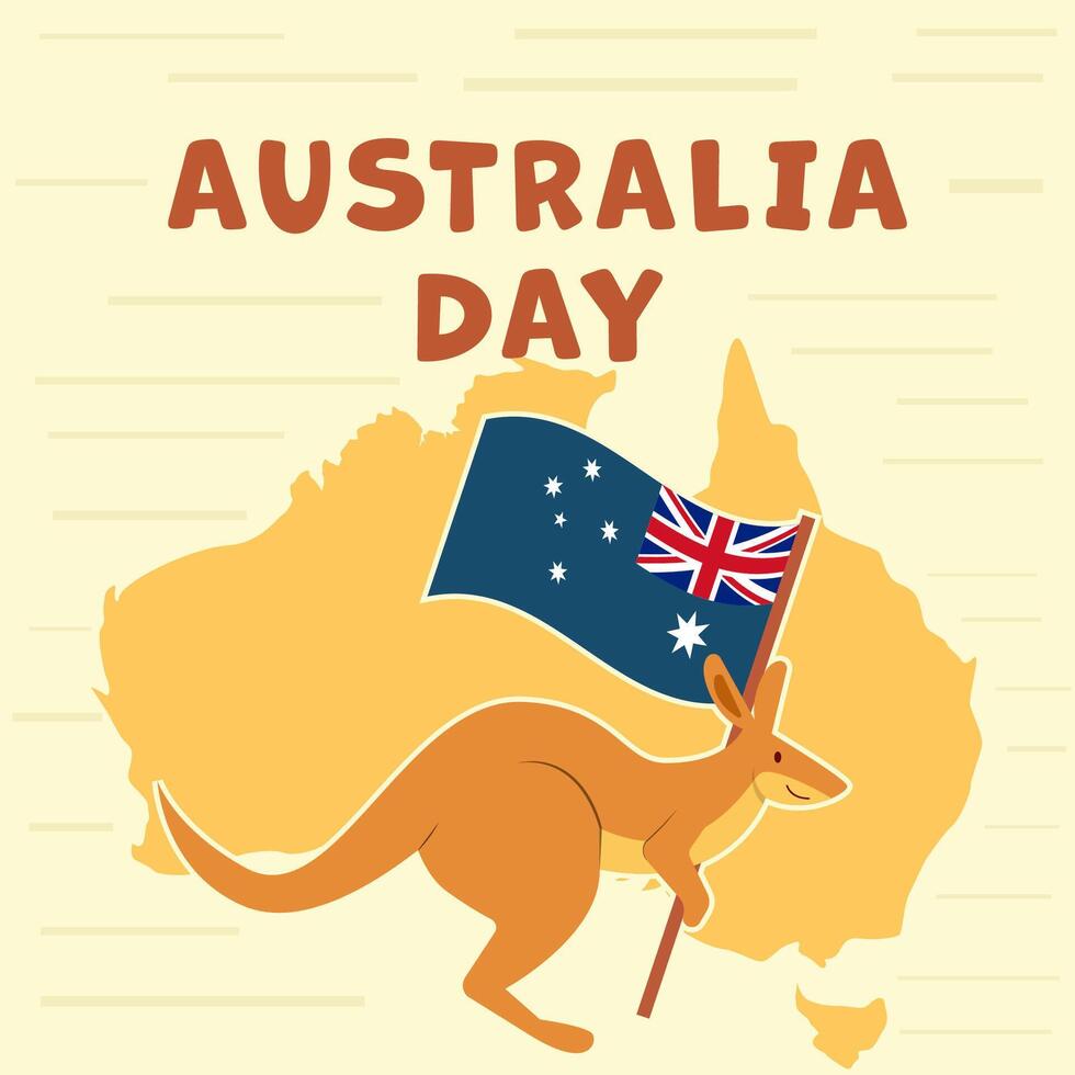 australia day illustration design in flat style with kangaroo vector