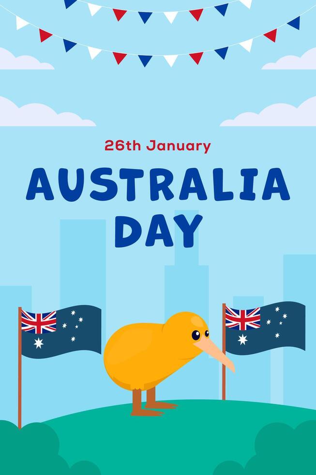 australia day vertical banner illustration in flat style vector