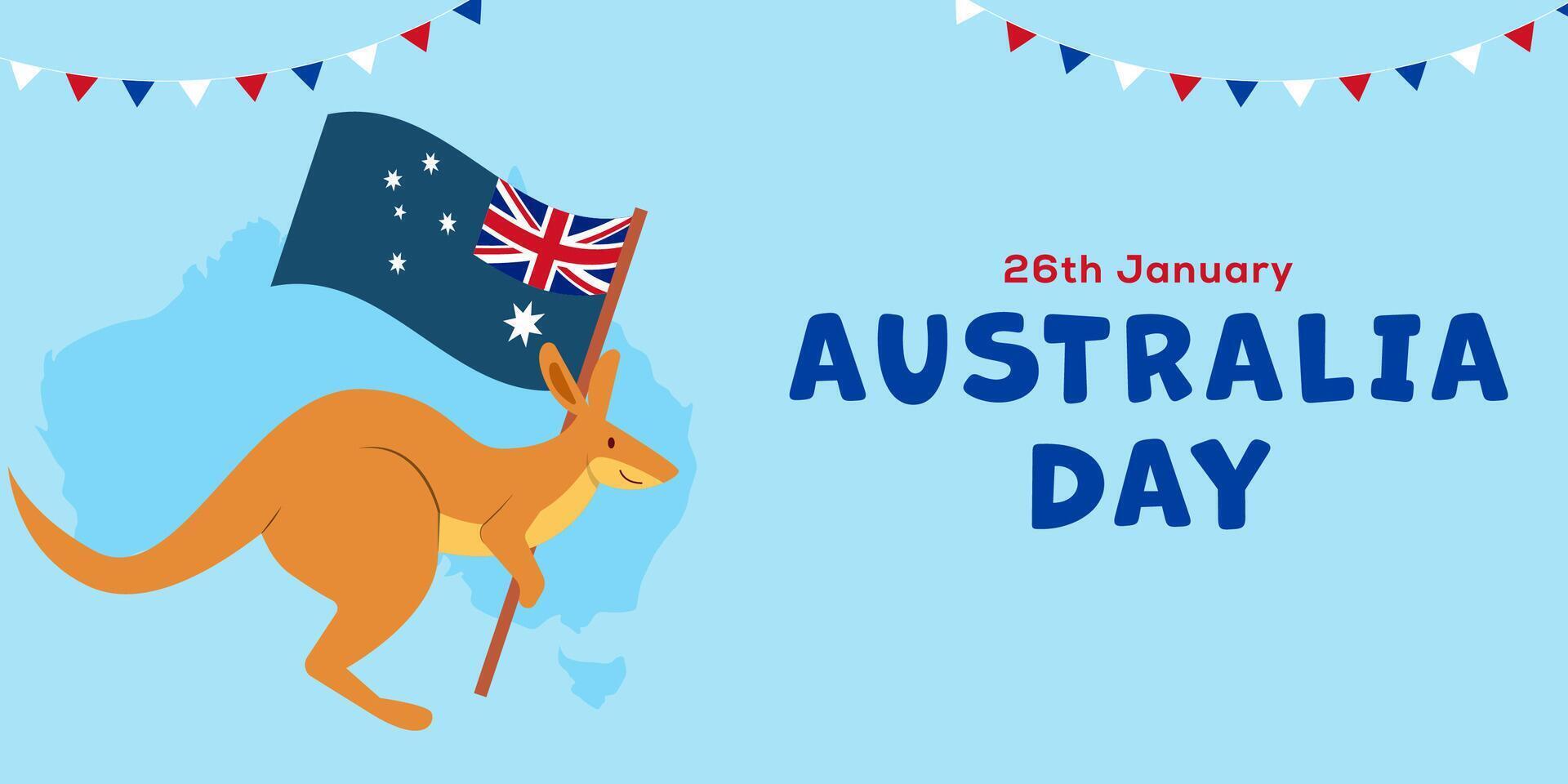australia day horizontal banner illustration with kangaroo vector