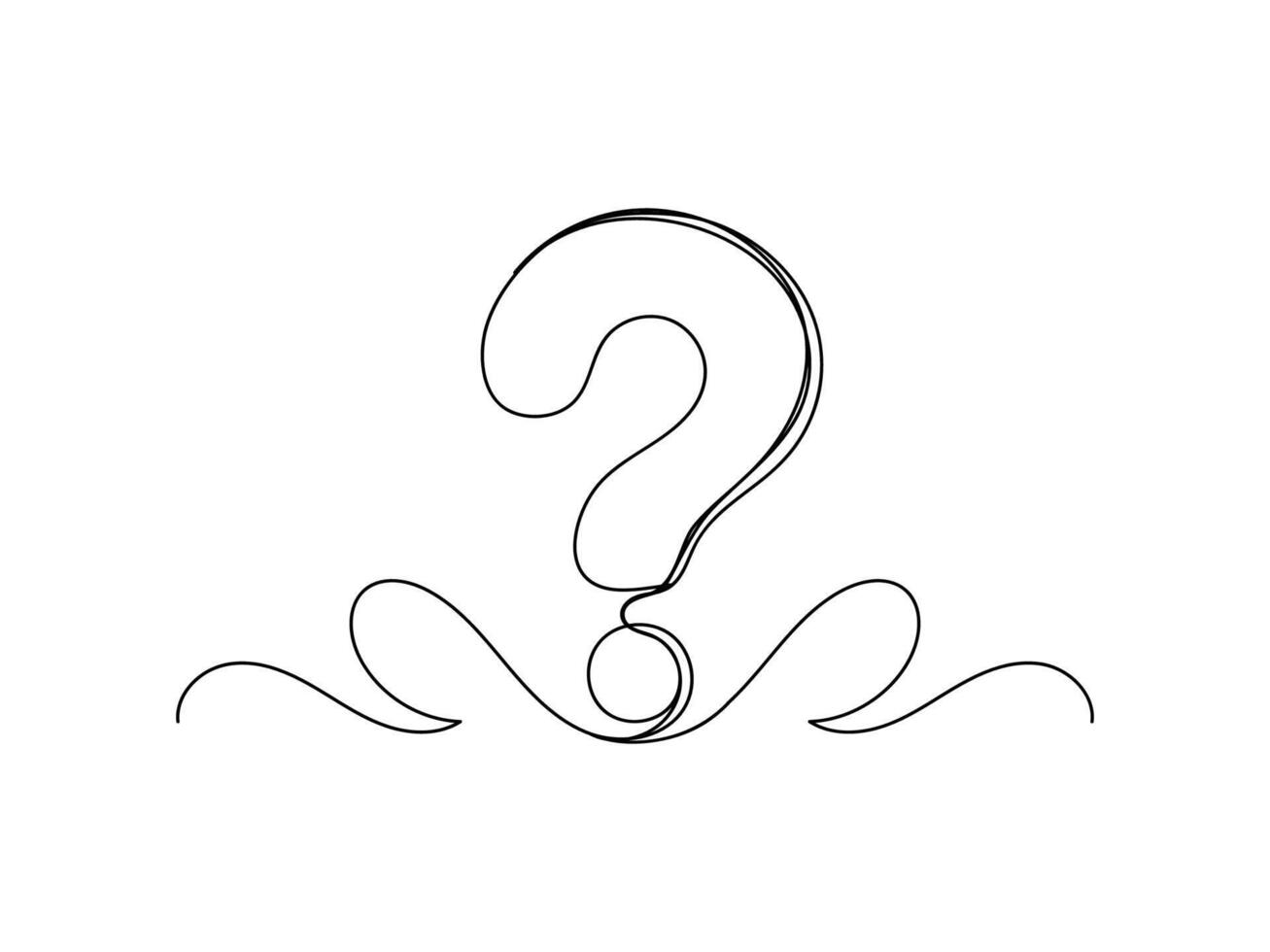 Question mark continuous one line drawing isolated illustration. vector