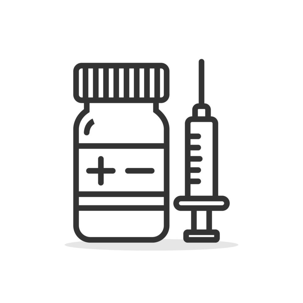 Syringe injection with medicine bottle icon isolated illustration. vector