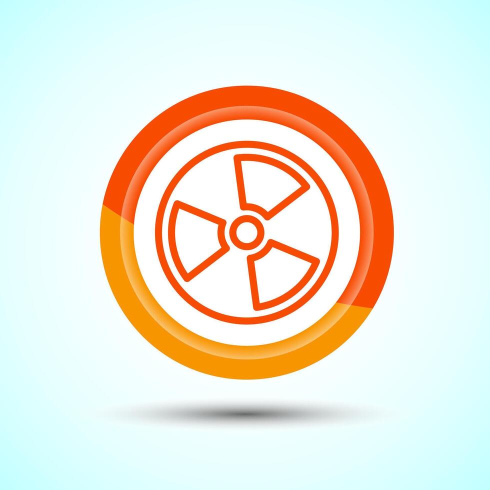 Radiation icon design illustration, Biological hazard icon, Orange Color Button Design vector