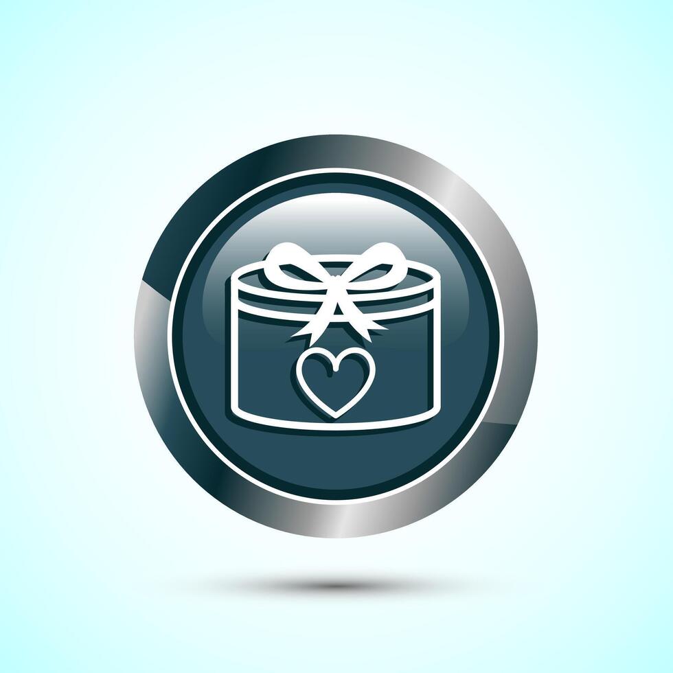Gift box icon design illustration, Surprising gift box symbol, Gray Color Round Button Design vector