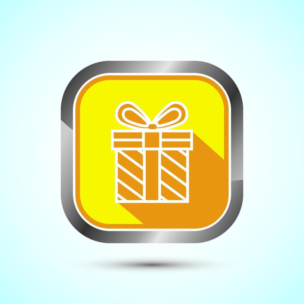 Gift box icon design illustration, Surprising gift box symbol, Yellow Shadow Button Design vector