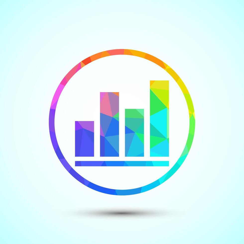 Bar chart logo design illustration, Graph icon, Growth logo sign, Growth chart low poly style vector