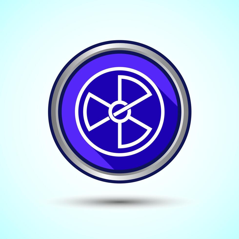 Radiation icon design illustration, Biological hazard icon, Blue Shadow Button Design vector