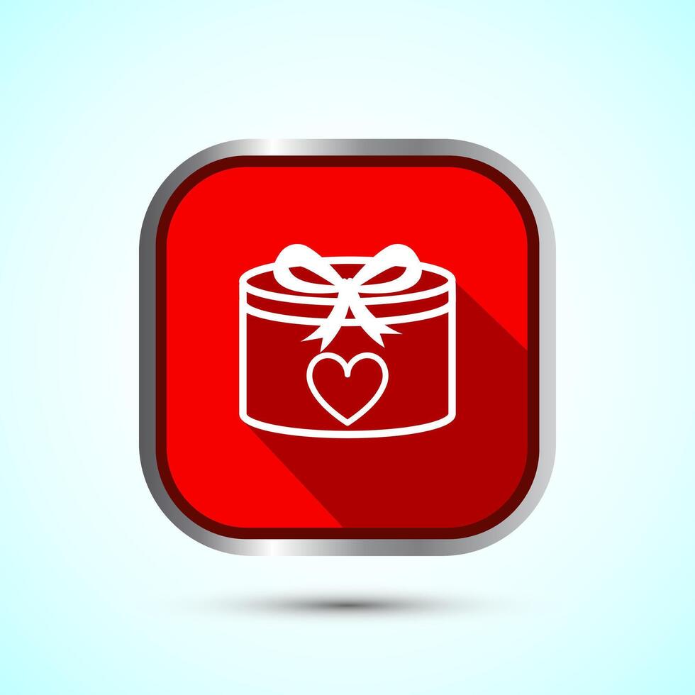 Gift box icon design illustration, Surprising gift box symbol, Red Shadow Button Design vector