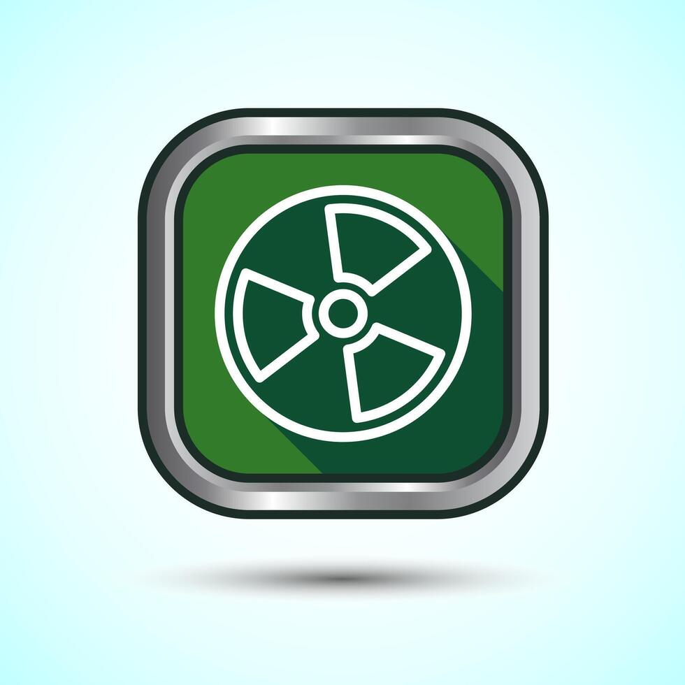 Radiation icon design illustration, Biological hazard icon, Green Shadow Button Design vector