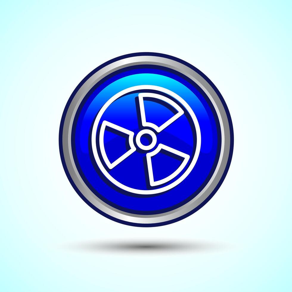 Radiation icon design illustration, Biological hazard icon, Blue Color Round Button Design vector