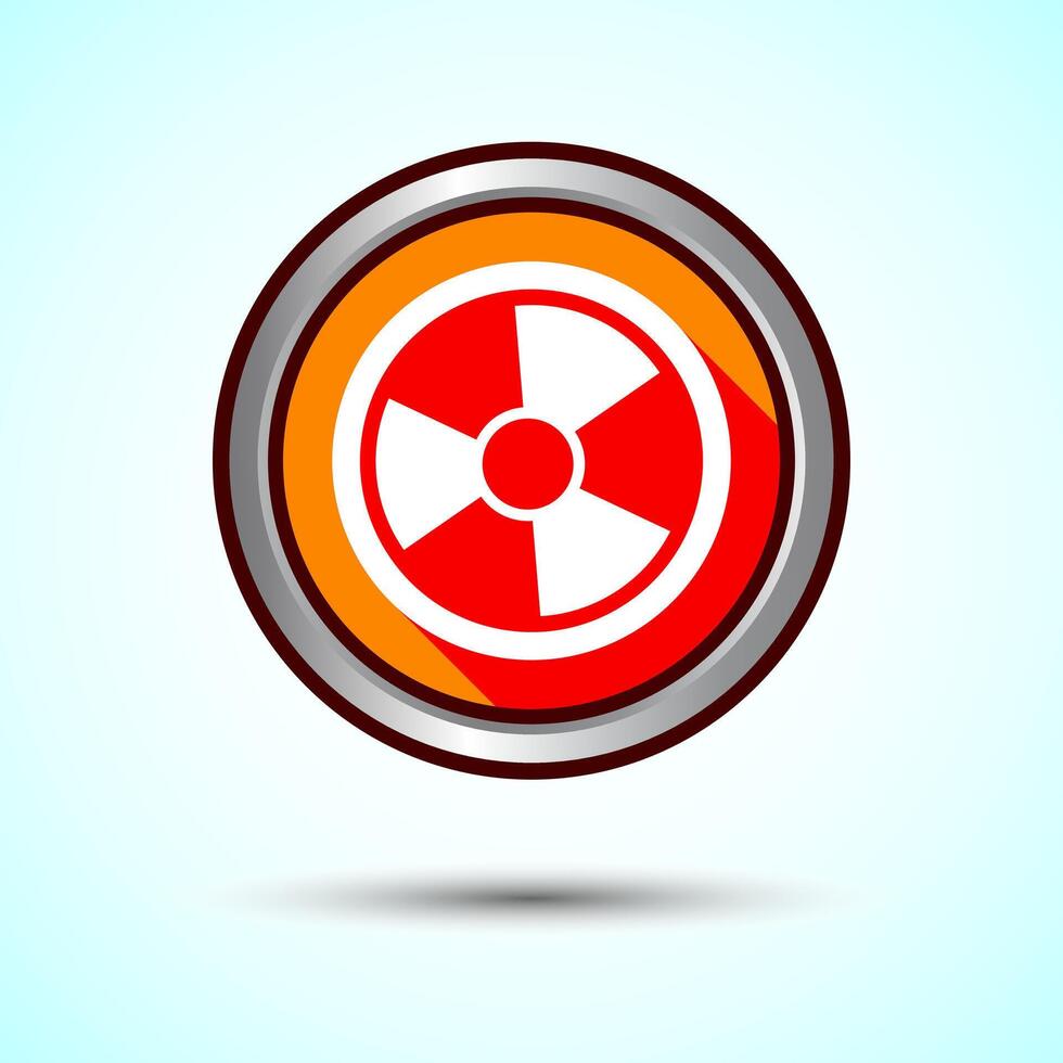 Radiation icon design illustration, Biological hazard icon, Orange Shadow Button Design vector